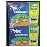 2- Ziploc Sandwich bags 580 count each box