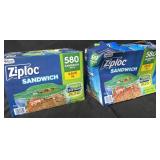 Two boxes of Ziploc sandwich baggies. Each box