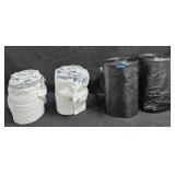 4 rolls Trash bags. Unknown sizes. White bags