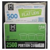 Clear flat lids 500 count. Portion cups 2500