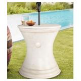 22-Inch Aged White Bistro Umbrella Table