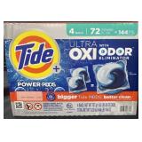 Tide ultra with oxi odor eliminator 4 bags, 72