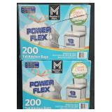 2- Power Flex 13 gallon trash bags 200 count each