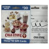 6 - $10 ($60 TOTAL) COLD STONE CREAMERY GIFT