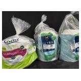 Two 150 bowl bags, 20oz. Bag of 165 plates.