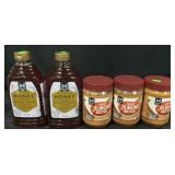 2 Wildflower honey 48oz bottles. 3 Creamy almond