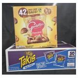 Gardetto's 42 count individual bags. Takis blue