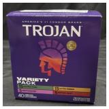 40 pack of lubricated latex condoms.