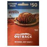 1 - $50 ($50 TOTAL) OUTBACK STEAKHOUSE GIFT CARD