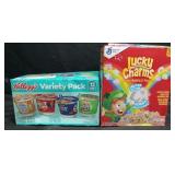 Kellogs 12pk variety cereal cups. 2pk lucky