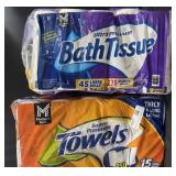 15 mega rolls of paper towels. 9 large rolls of
