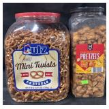 60oz Utz mini twist pretzels & 44oz peanut butter