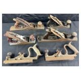 6 antique & vintage wood planes, 2 Stanley #48,