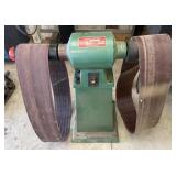 Inflator sander with metal stand, turns on and