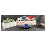 5 die-cast trucks, USMC & Sears Stars and