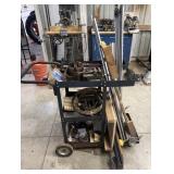 Utility cart with woodworking jigs, clamps,