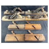 8 antique wood planes, 9.5'-15' long