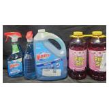 Windex 1 gallon w/ 2 spray bottles. 2- Pine Sol