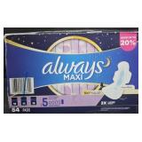 Always Maxi pads size 5- 54 count