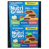 2 36ct kellogs nutri grain bars variety pks