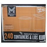 Translucent containers and lids 250 count 32oz