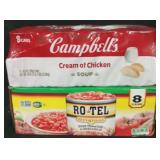 Camoells cream of chicken 8pk cans. Rotella diced