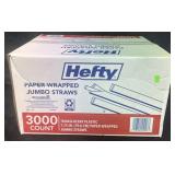 Hefty paper wrapped jumbo straws 3000 ct