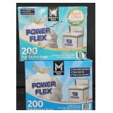 2- Power Flex 1r gallon trash bags 200 count each
