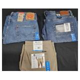 Men's size 38x30 Levi's jeans, 38x34 Lucky Brand