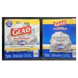 2- Glad 13 gallon trash bags 120 count each