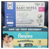 100 Pampers size 7 swaddlers & 1152 premium baby