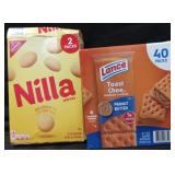 2 15oz pks nilly wafers. 40ct Lance peanut butter