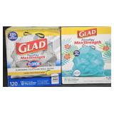 2- Glad 13 gallon trash bags 120 count each