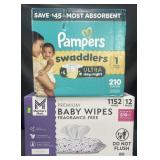 210 Pampers swaddlers diapers & 1152 premium baby