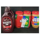 2pk 48oz Hershey chocolate syrup. 3 48oz jif