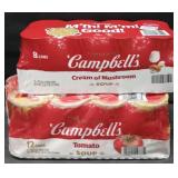 8pk Campbell's cream of mushroom. 12pk Campbell's