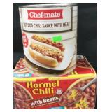 6pk hormel chili. 6lb 12oz chef mate hot dog