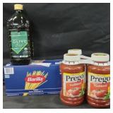 2l olive oil. 6pk Barilla thin spaghetti. 3pk
