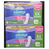 2- Always bladder leak pads 132 count each