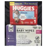 192 Huggies size 1 little snugglers & 1,152