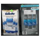 5pk Gillette maximum strength cool wave. 3pk dove
