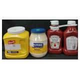 105oz French's yellow mustard. 64oz hellmans real