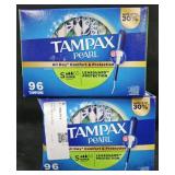 2- Tampax Pearl Super absorbency tampons 96 count