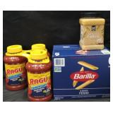 3pk 45oz ragu spaghetti sauce. 6pk Barilla penne