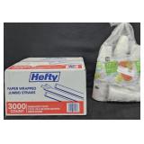 Hefty jumbo wrapper straws 3000 count. Clear