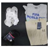 Men's size Medium shirts and 2 packs of socks.