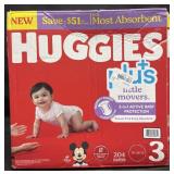 204 Huggies size 3 diapers