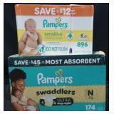 896ct pampers wipes sensitive. 174ct size N