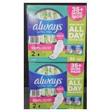 2- Always ultra thin size 2 pads 92 count per box
