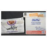 Vanity Fair napkins 504 count. Clear cutlery 360
